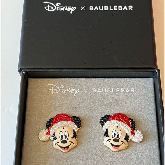 Disney Baublebar Mickey Mouse Santa Claus Beaded Pierced Earrings - Picture 2 of 6